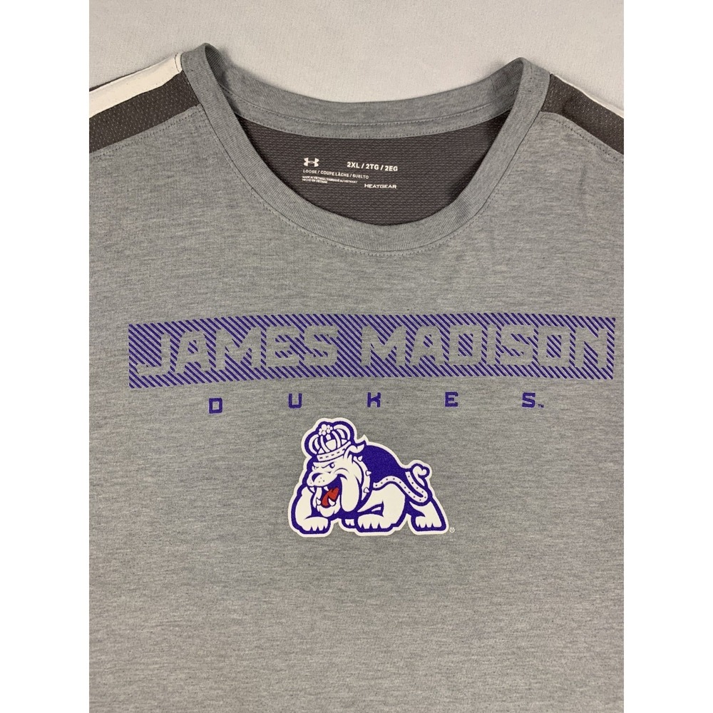 Under Armour HeatGear James Madison Dukes Shirt Mens 2XL Gray NCAA JMU‎ Tee